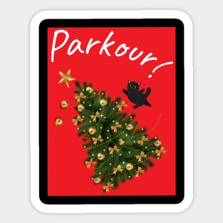 Christmas Cat Parkour Sticker